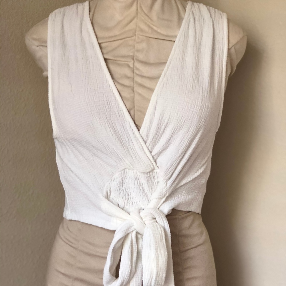 Zara White Top with Front Tie